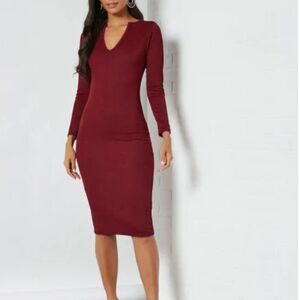 Forever 21 Women Maroon Solid Bodycon Midi Dress Size 2X